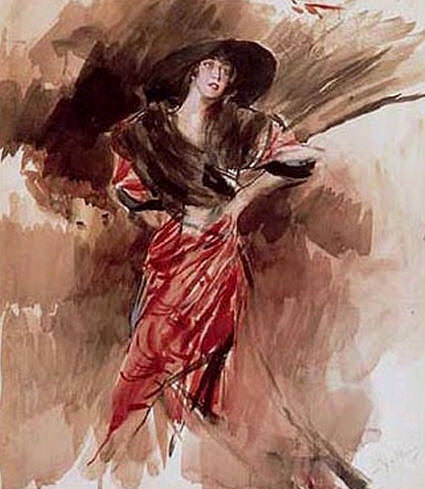  Дама в красном платье, 1916, Джованни Больдини