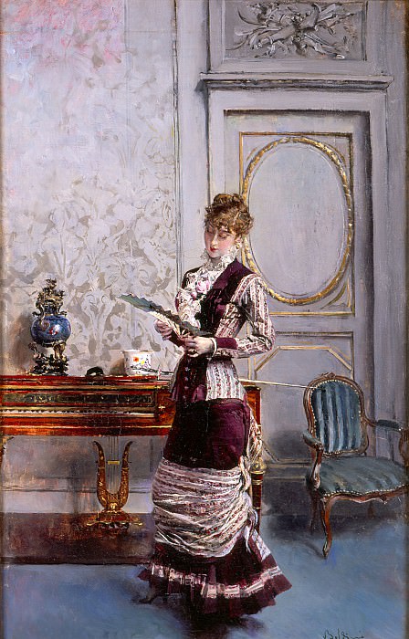  Берта, рассматривающая веер, 1878, Джованни Больдини