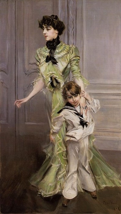 Portrait of Madame Georges Hugo and Her Son Jean, Giovanni Boldini