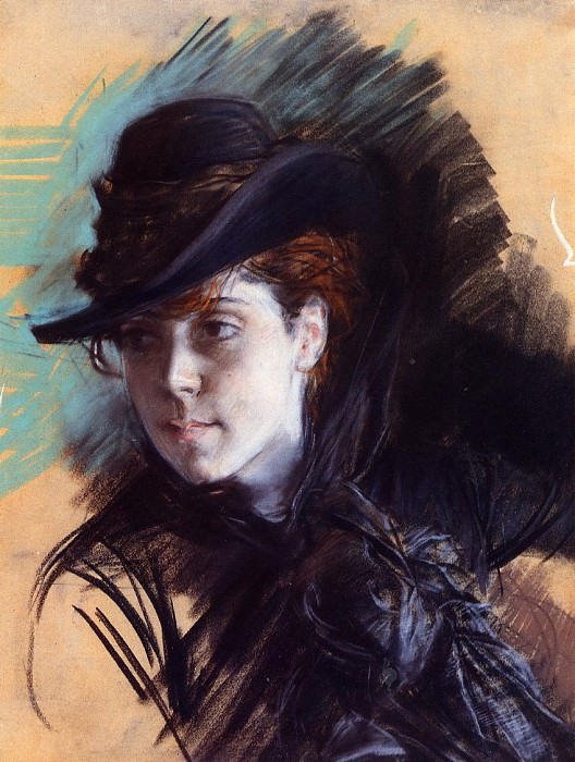 Girl in a Black Hat , Giovanni Boldini