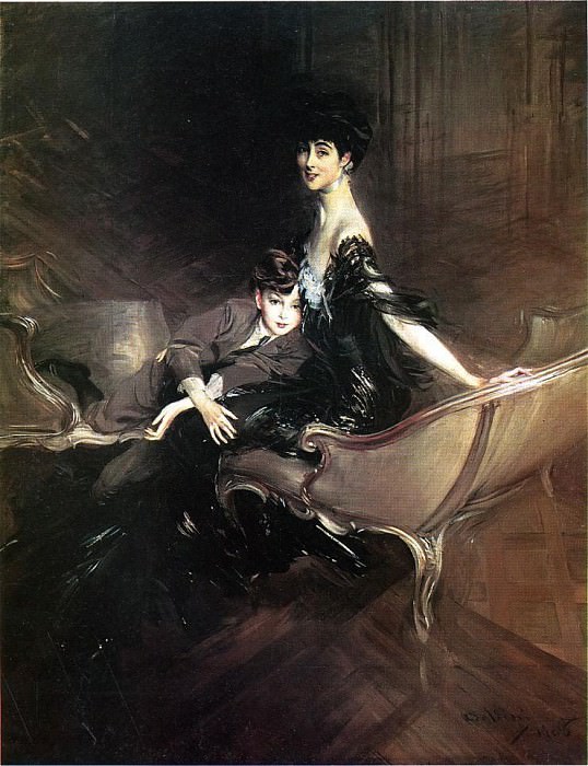 Консуэло, графиня Марлборо, с сыном Айвором Спенсером Черчиллем, Джованни Больдини