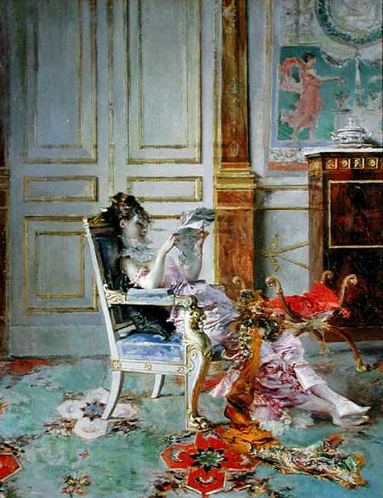  Девушка, читающая в гостиной, 1876, Джованни Больдини