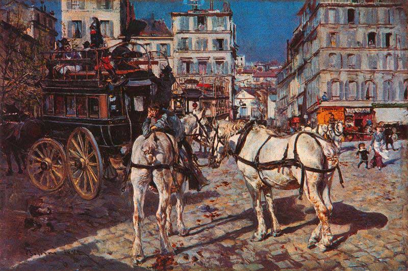 Bus on the Pigalle Place in Paris, Giovanni Boldini