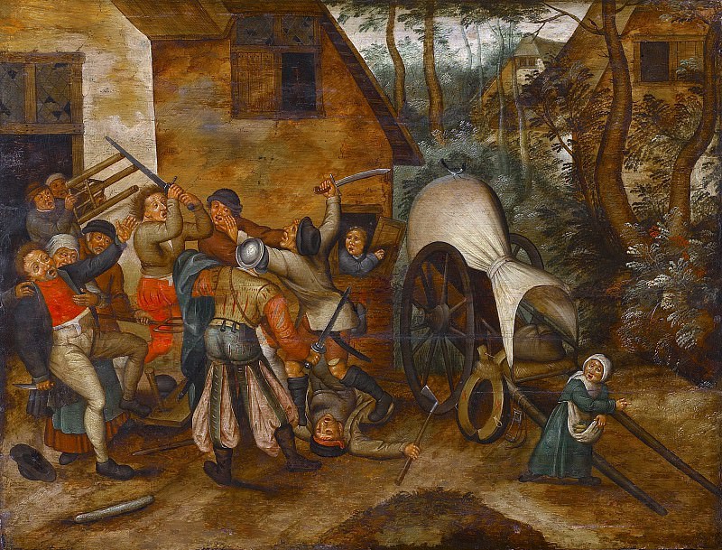 Brawl between peasants and soldiers
