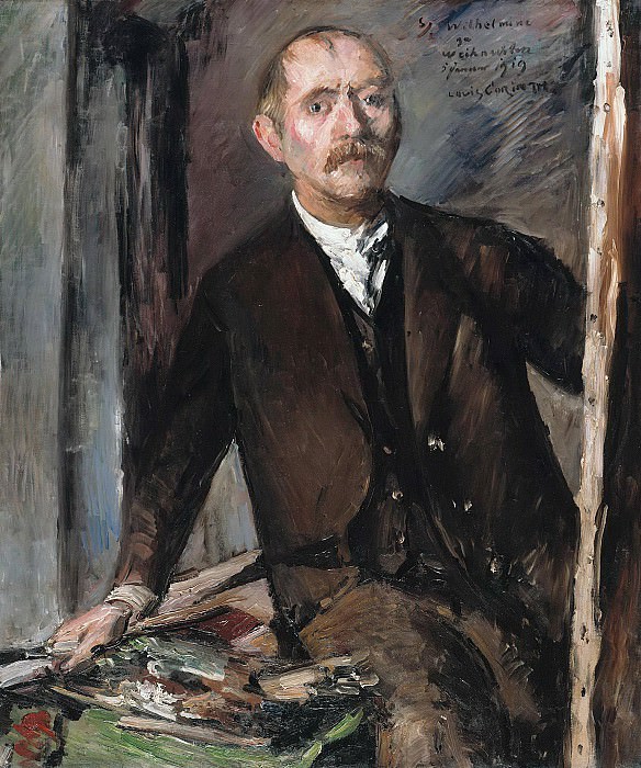 Self-portrait in front of the easel