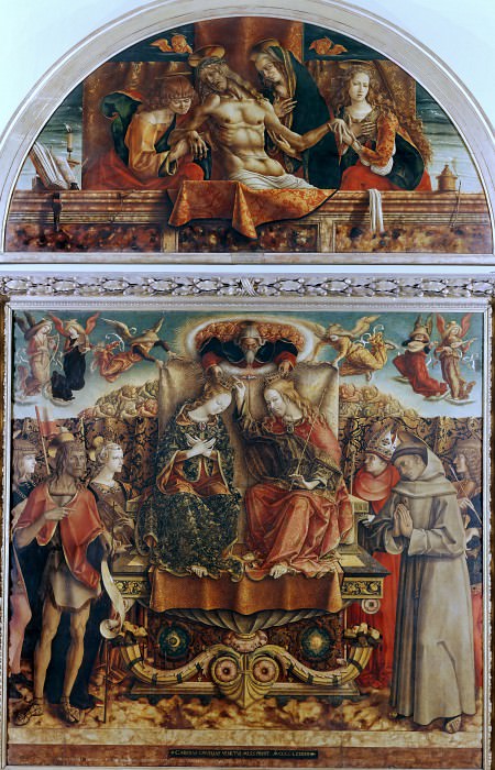 Алтарь из церкви святого Франциска, Фабриано – Коронование Девы Марии и Оплакивание Христа