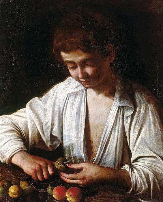 Мальчик, чистящий фрукты, Микеланджело Меризи да Караваджо