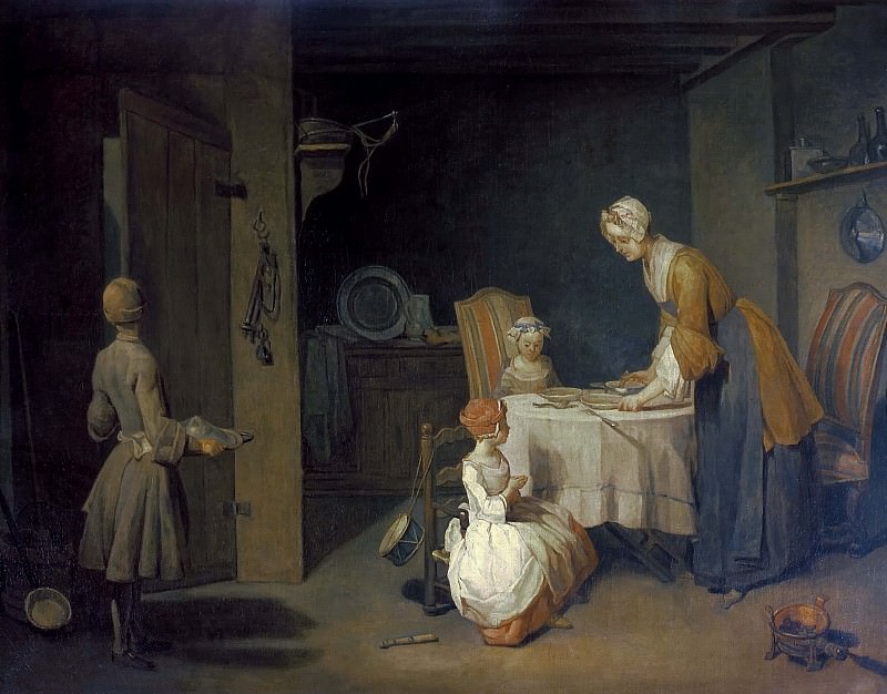 Prayer before dinner, Jean Baptiste Siméon Chardin