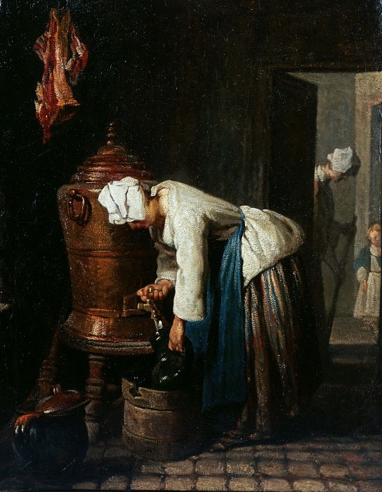 Женщина, набирающая воду из бака