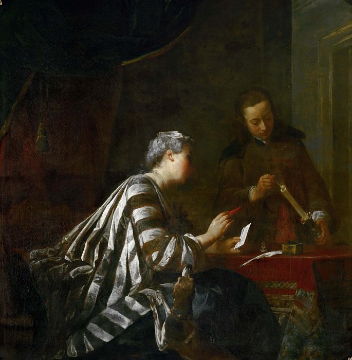 Woman Sealing a Letter, Jean Baptiste Siméon Chardin