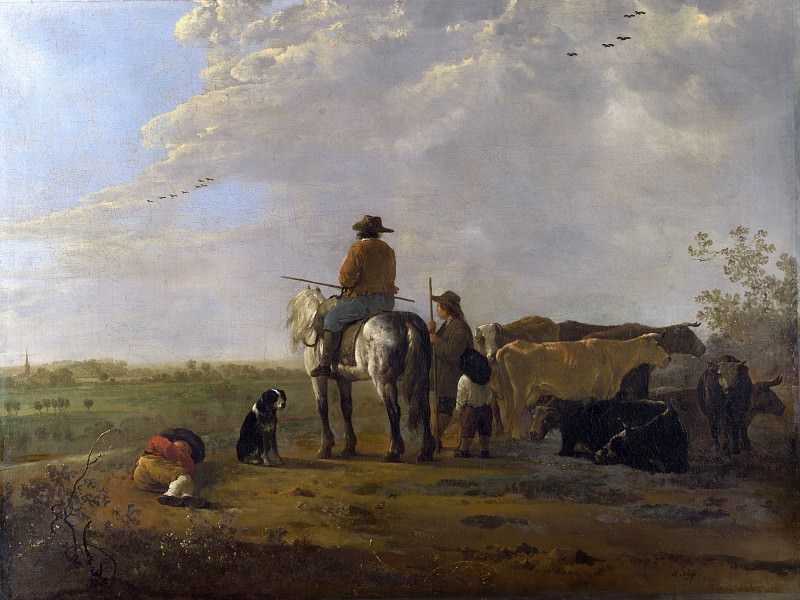 Shepherds with cows in the meadow, Aelbert Cuyp