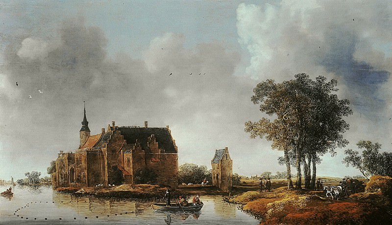 River landscape with castle, Aelbert Cuyp