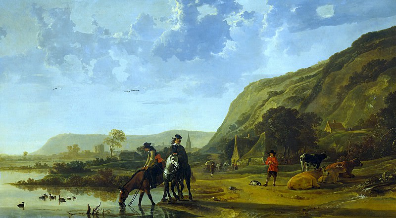River landscape with horsemen [Riverlandscape with horsemen], Aelbert Cuyp