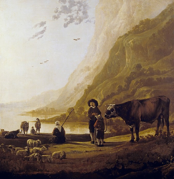 Landscape with shepherd and bull, Aelbert Cuyp