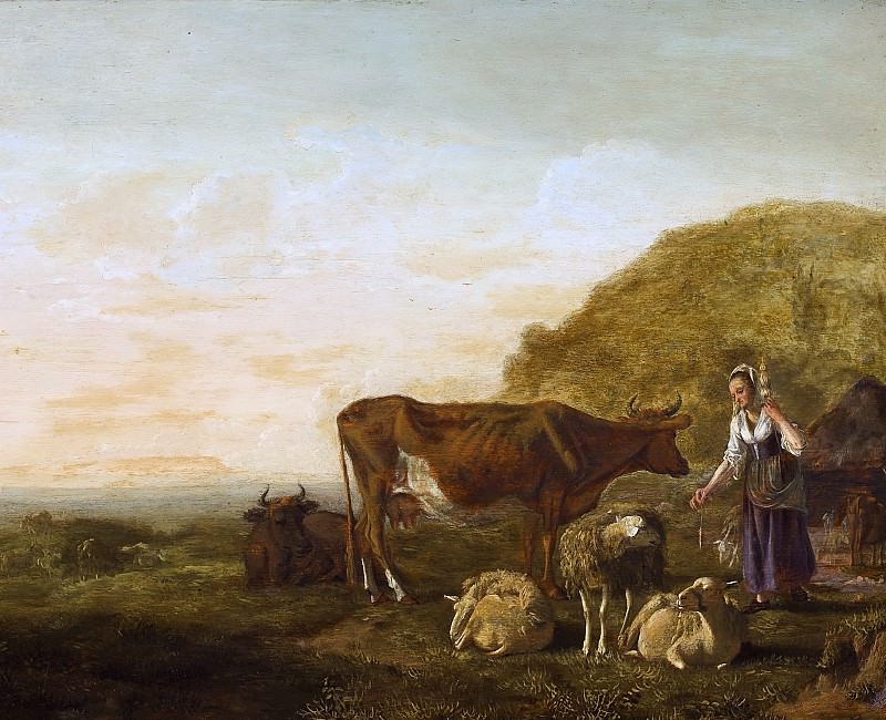 Peasant woman and livestock, Aelbert Cuyp