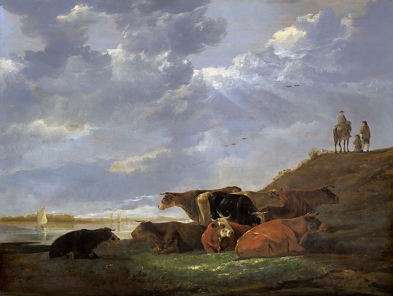 Пейзаж с коровами у реки, Альберт Кёйп