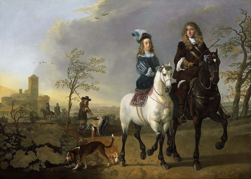 Lady and gentleman on horseback, Aelbert Cuyp