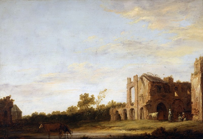Landscape with ruins of Rijnsburg abbey near Leiden, Aelbert Cuyp