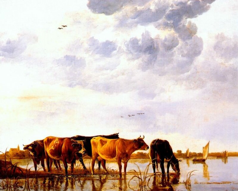 Cuyp cattle in a river c1650, Aelbert Cuyp