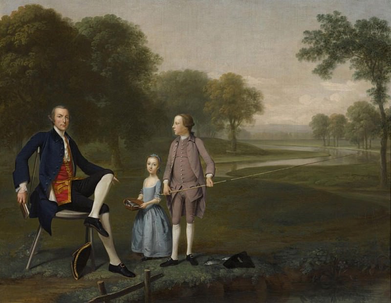 Ричард Мортан, эсквайр из Такли, со своим племянником и племянницей, Джоном и Сусанной Вейланд