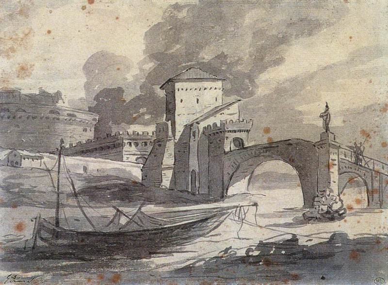 Вид на Тибр и замок Сан-Анджело, Жак-Луи Давид