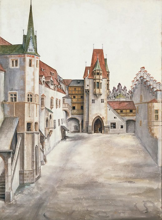 Внутренний двор старого замка в Инсбруке в безоблачную погоду, Альбрехт Дюрер