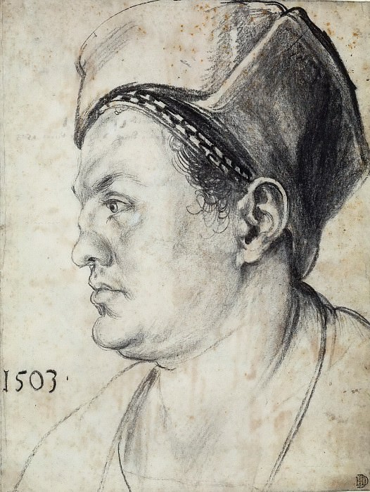 Portrait of Willibald Pirckheimer in profile, Albrecht Dürer