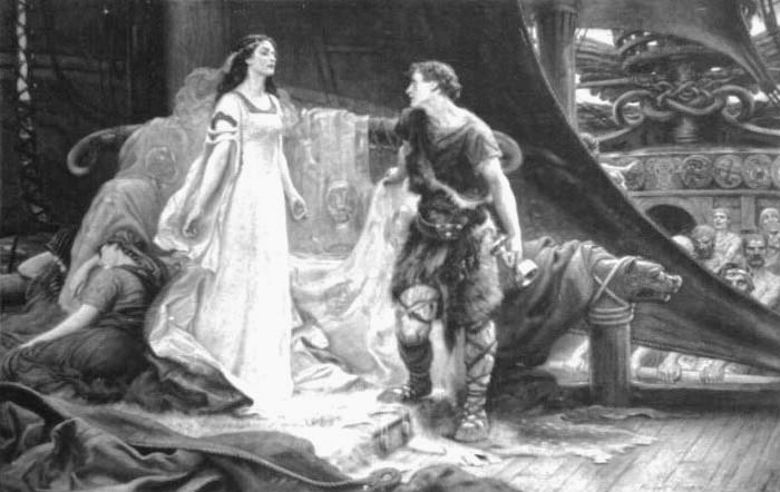  Tristan and Isolde steel engraving, Herbert James Draper