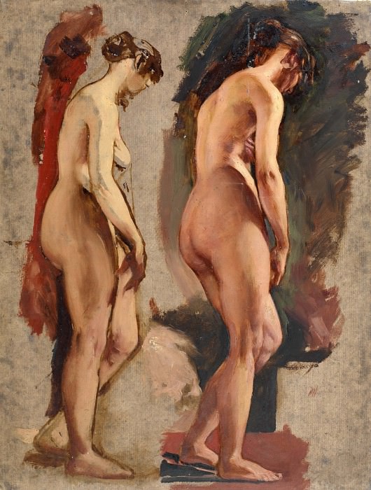 Two full-length standing female nudes