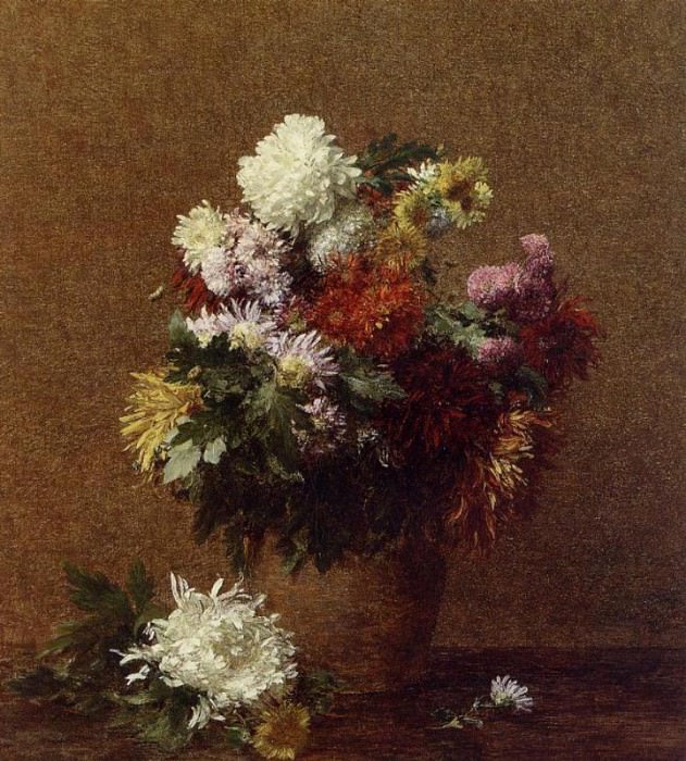 Large Bouquet of Chrysanthemums, Ignace-Henri-Jean-Theodore Fantin-Latour