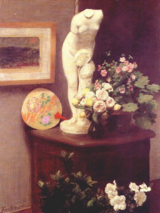 Flowers and various objects, Ignace-Henri-Jean-Theodore Fantin-Latour