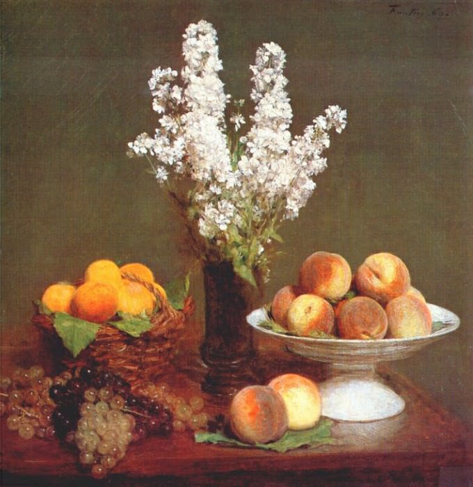 White rockets and fruit, Ignace-Henri-Jean-Theodore Fantin-Latour