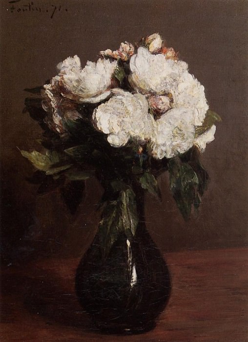White Roses in a Green Vase, Ignace-Henri-Jean-Theodore Fantin-Latour