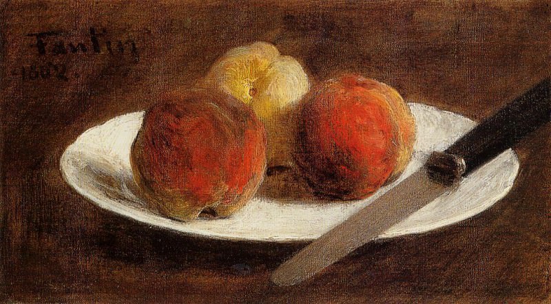 Тарелка с персиками, Игнас-Анри-Жан-Теодор Фантен-Латур