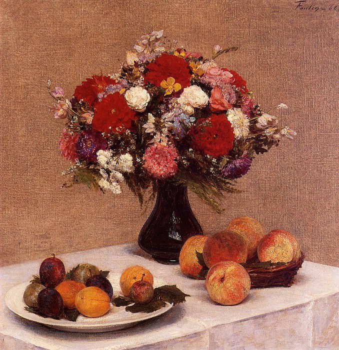Flowers and Fruit, Ignace-Henri-Jean-Theodore Fantin-Latour