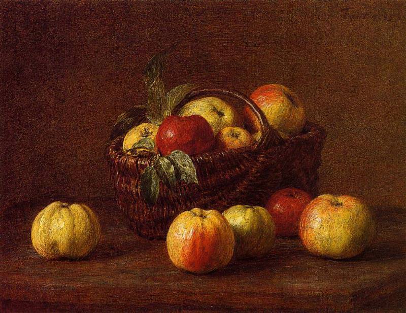 Корзина с яблоками на столе, Игнас-Анри-Жан-Теодор Фантен-Латур