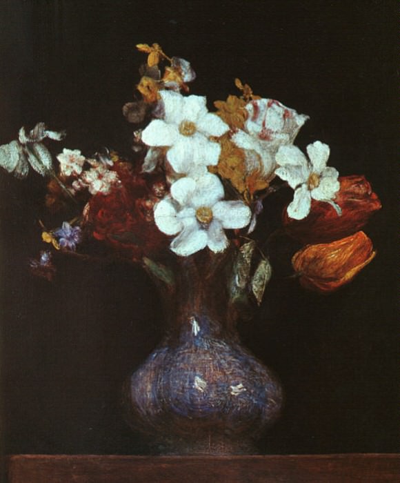 Narcissus and Tulips, Ignace-Henri-Jean-Theodore Fantin-Latour
