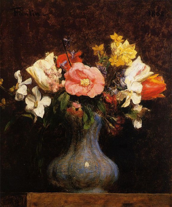 Flowers Camelias and Tulips, Ignace-Henri-Jean-Theodore Fantin-Latour