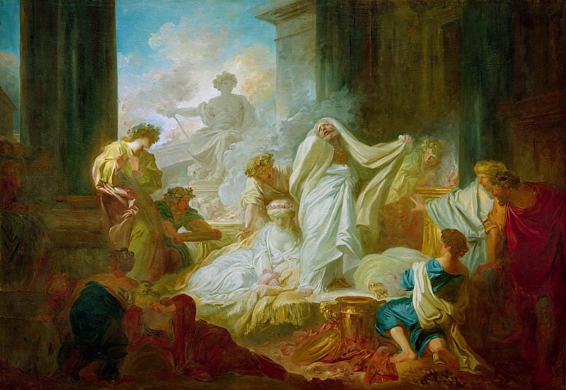 The grand priest Coresus sacrifices himself to save Callirhoe, Jean Honore Fragonard