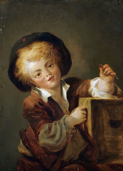 A LITTLE BOY WITH A CURIOSITY, SAID TO BE A PORTRAIT OF THE ARTISTS SON ALEXANDRE-EVARISTE , Jean Honore Fragonard