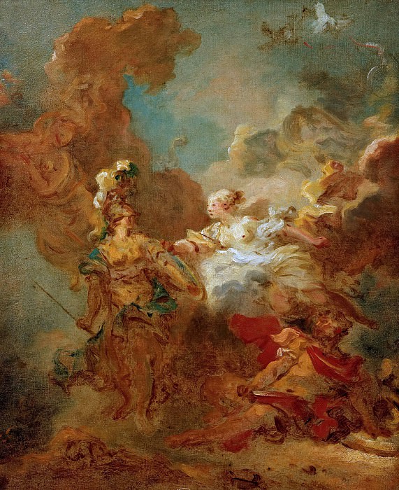 Fight between Mars and Minerva , Jean Honore Fragonard