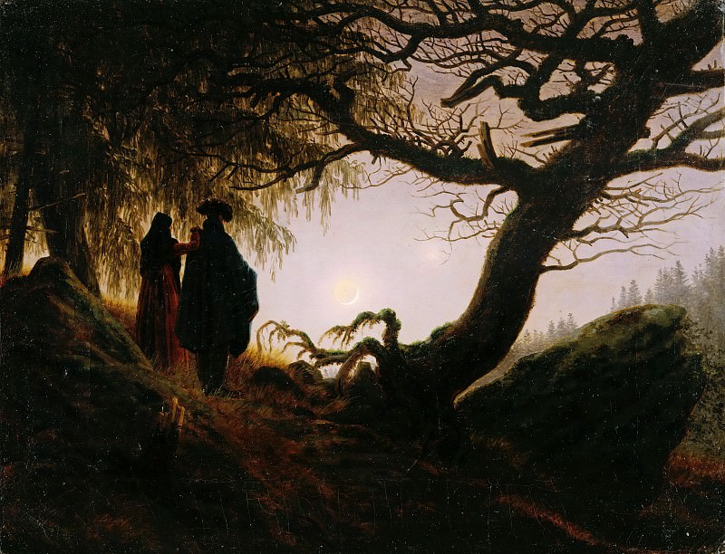 Man and Woman Contemplating the Moon