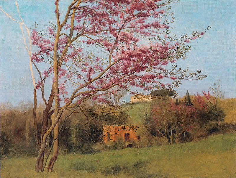 Landscape Blossoming Red Almond, John William Godward