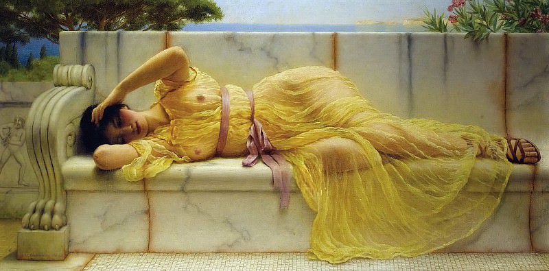 Girl in yellow Drapery, John William Godward