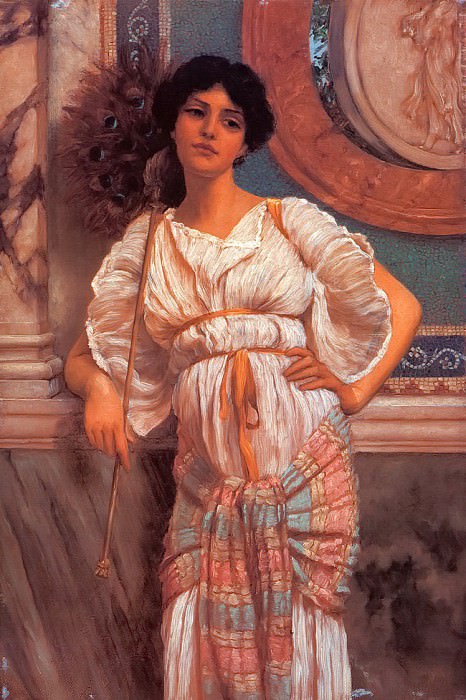 Античная красавица с павлиньим веером, Джон Уильям Годвард