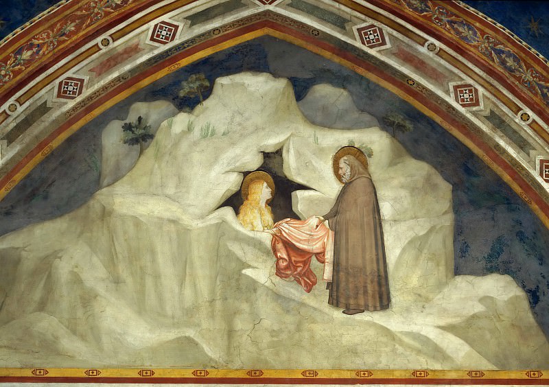 Scenes from the Life of Mary Magdalen: The Hermit Zosimus Giving a Cloak to Magdalen, Giotto di Bondone
