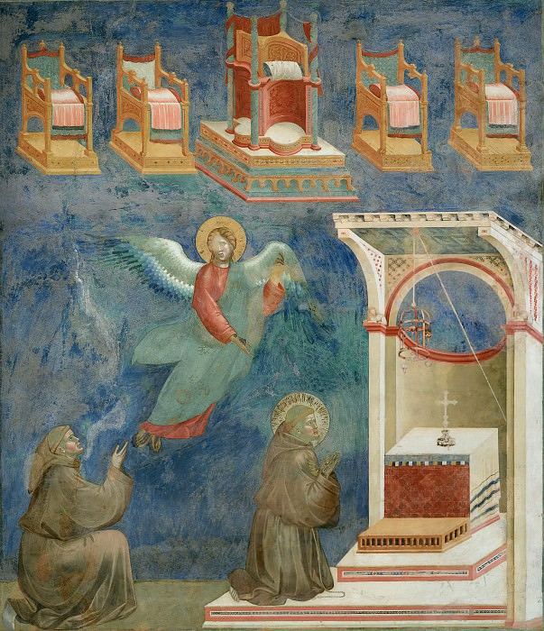 Legend of St Francis 09. Vision of the Thrones, Giotto di Bondone
