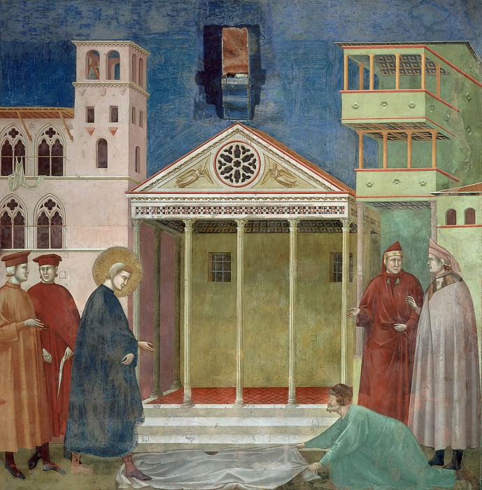 Legend of St Francis 01. Homage of a Simple Man, Giotto di Bondone