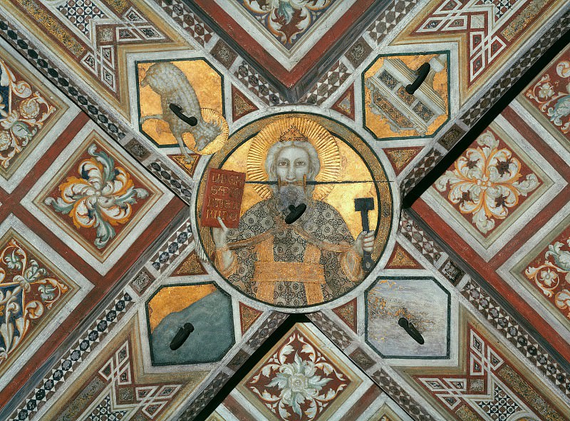 Фрески в парусах свода над алтарём, перекрестие свода – Христос – Судья мира, Джотто ди Бондоне