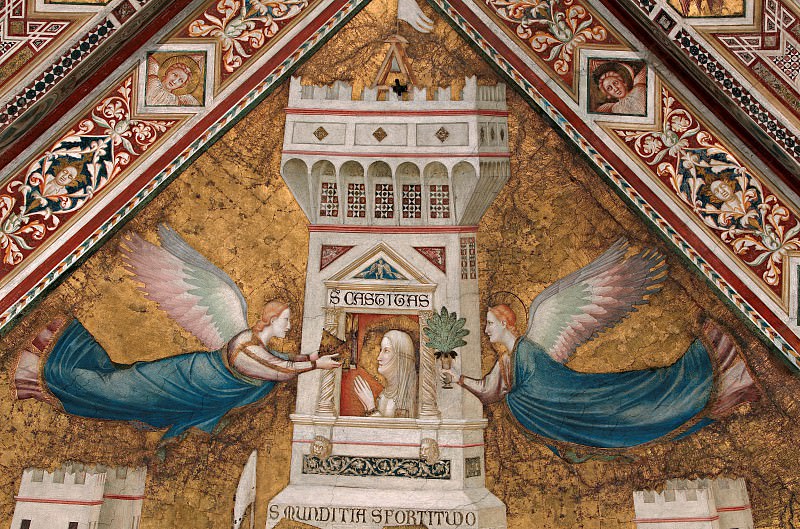 Фрески в парусах свода над алтарём – Аллегория целомудрия, Джотто ди Бондоне